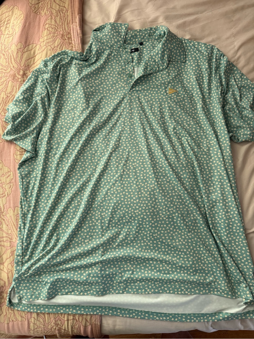 Triangle Logo Mint Green Micro-Dot Polo Shirt